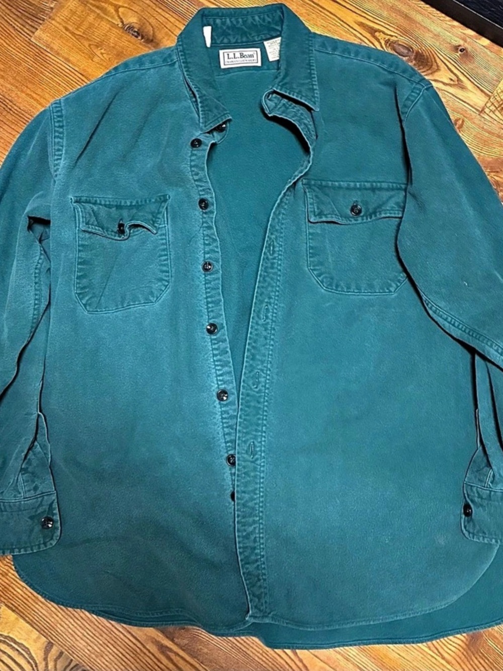 L.L.Bean Vintage Chamois Cloth Shirt Men's Green Long Sleeve